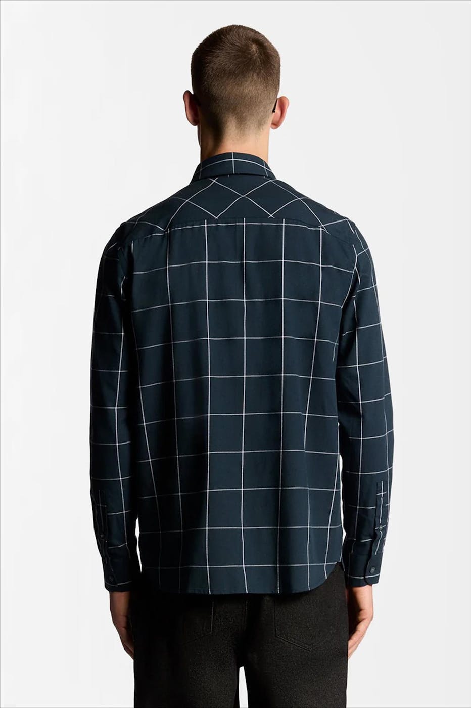 Lyle & Scott - Donkerblauw-Wit Window Pane hemd