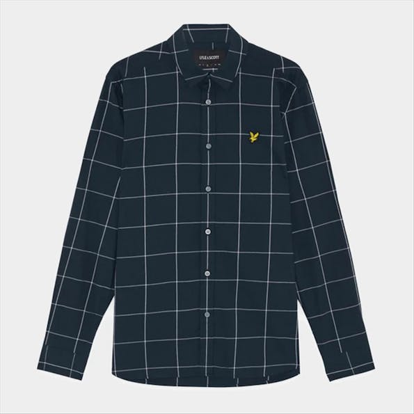 Lyle & Scott - Donkerblauw-Wit Window Pane hemd