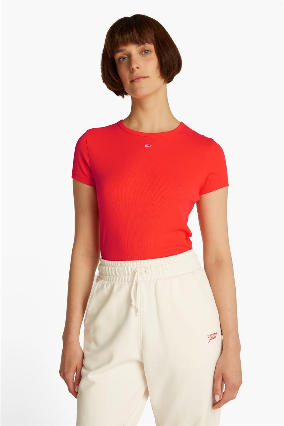 Tommy Jeans - Rode Essential Rib T-shirt