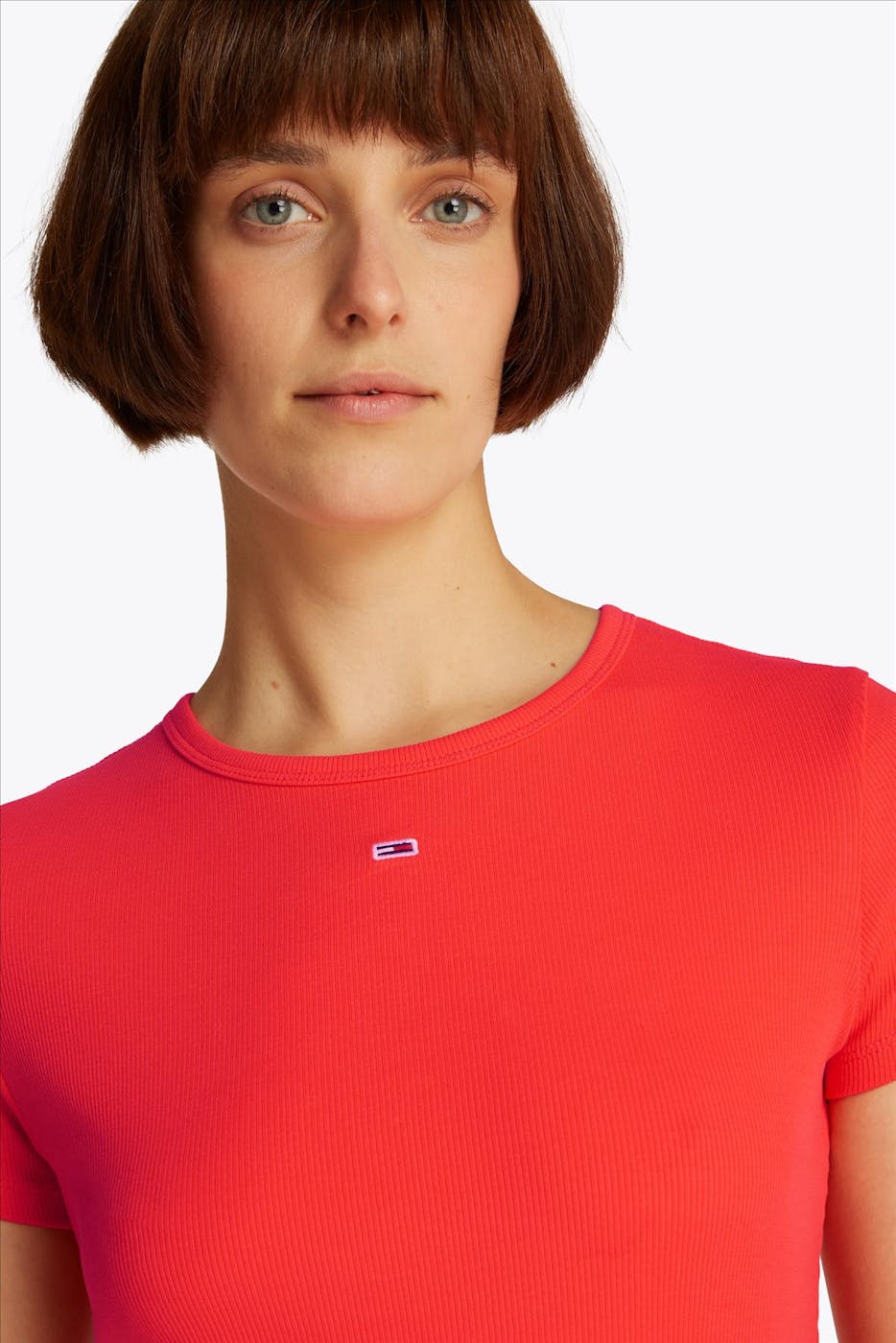 Tommy Jeans - Rode Essential Rib T-shirt