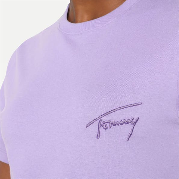Tommy Jeans - Lichtpaarse TJW Relaxed Tommy Signature T-shirt