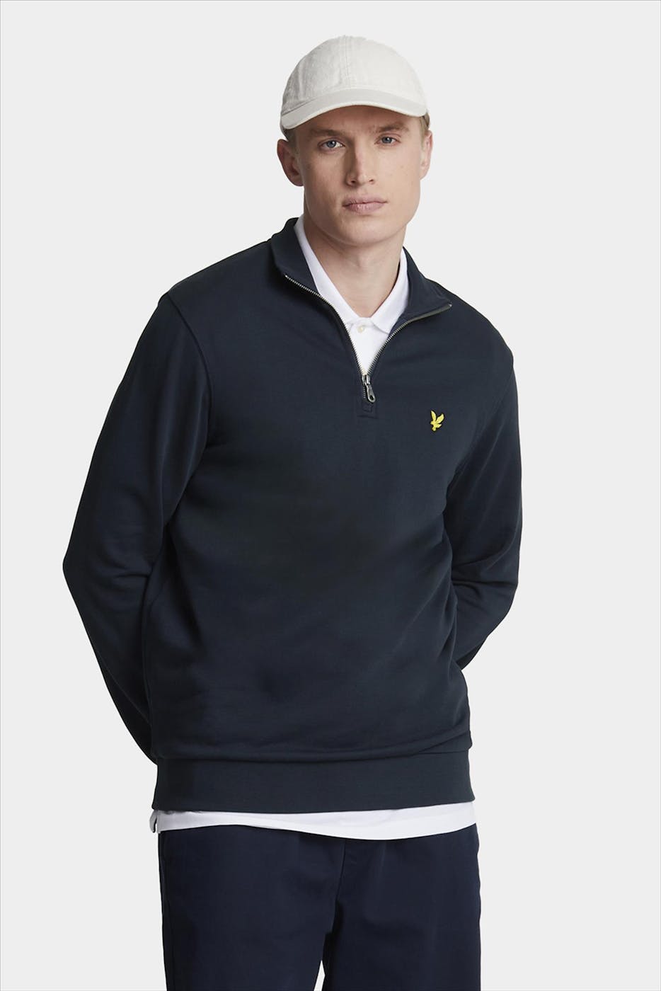 Lyle & Scott - Donkerblauwe Quarter Zip sweater