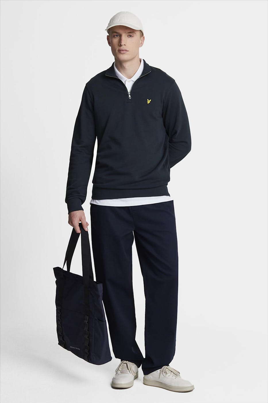 Lyle & Scott - Donkerblauwe Quarter Zip sweater