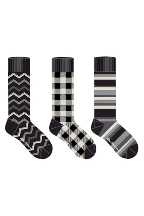 Ben Sherman - Zwart-grijze 3-pack Giftbox sokken, maat: 40-45