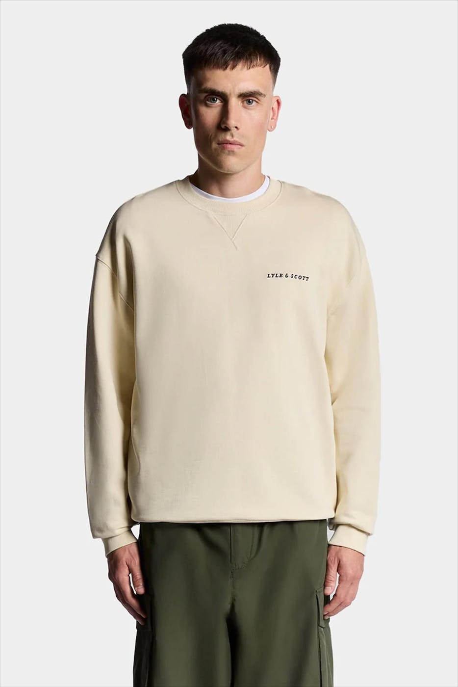 Lyle & Scott - Ecru Script Brushback sweater