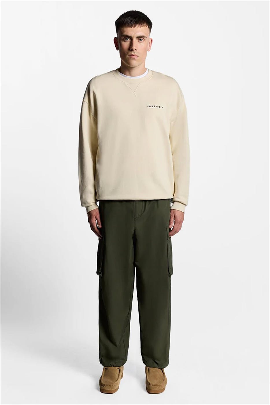 Lyle & Scott - Ecru Script Brushback sweater