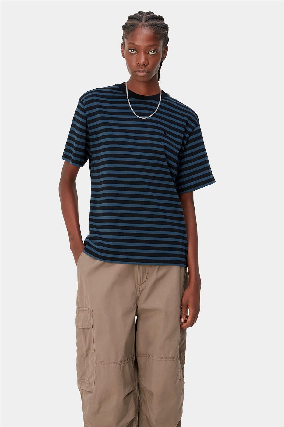 Carhartt WIP - Blauw-Zwarte Seidler T-shirt