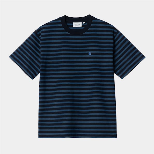 Carhartt WIP - Blauw-Zwarte Seidler T-shirt