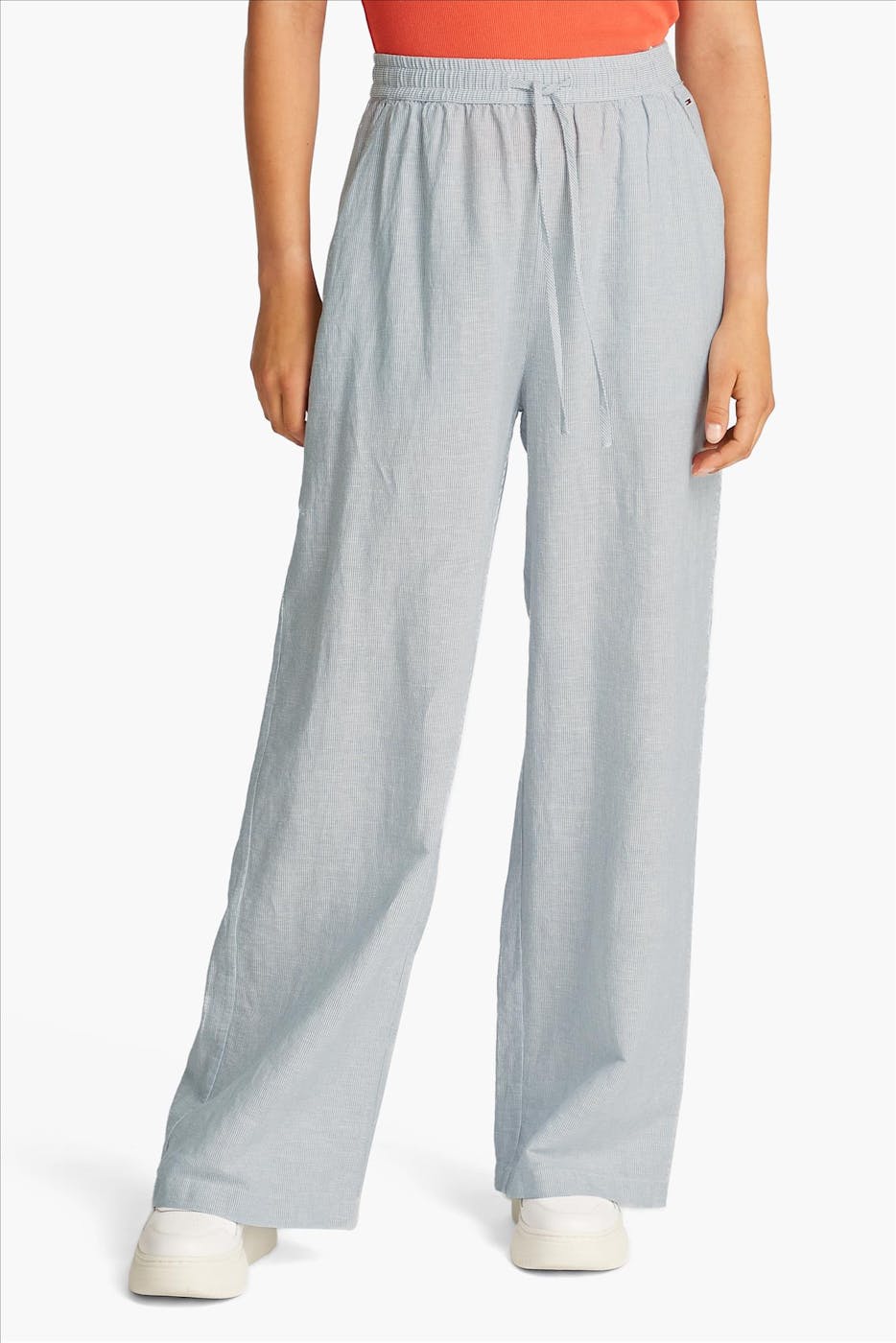 Tommy Jeans - Blauw-Witte Linen broek