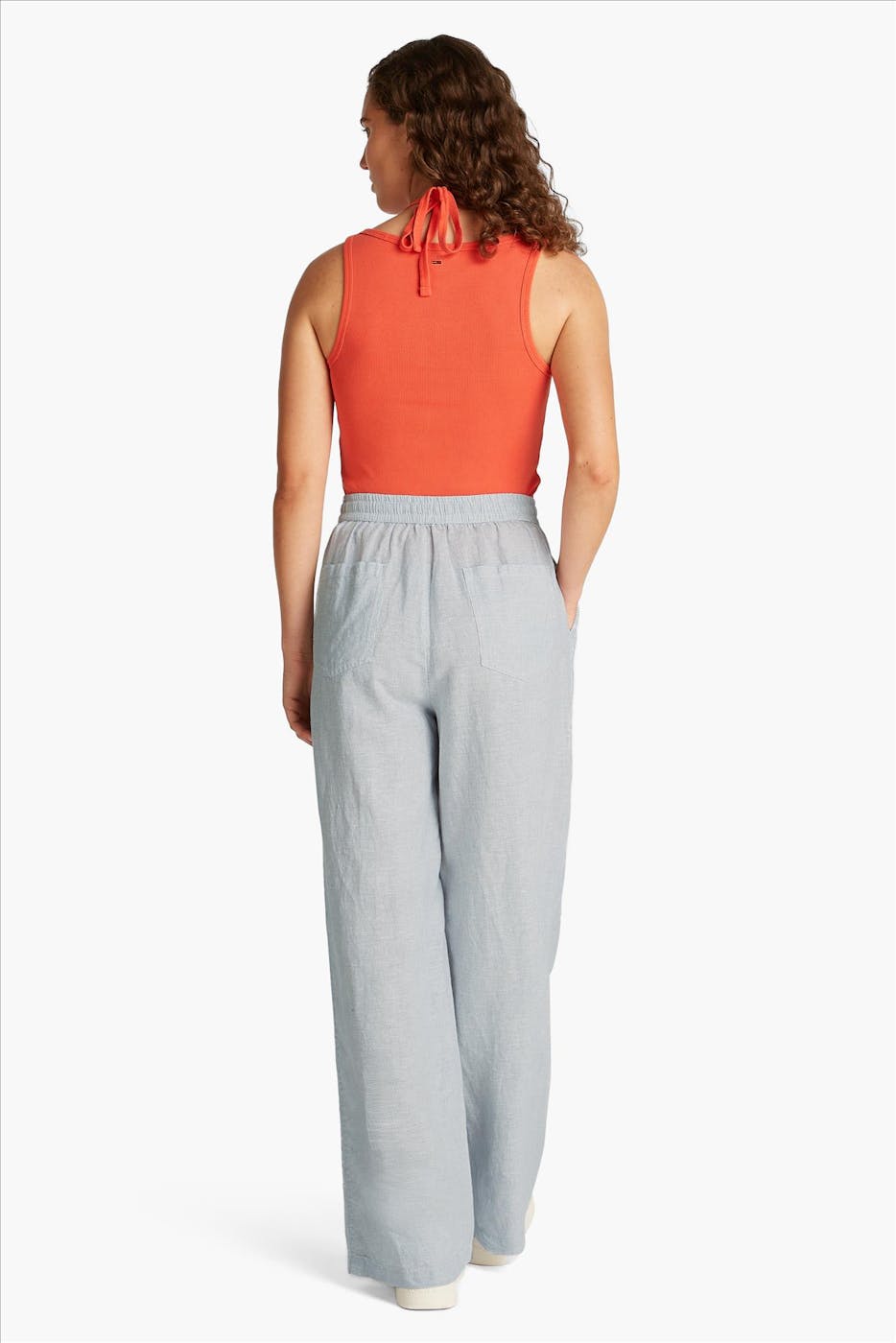 Tommy Jeans - Blauw-Witte Linen broek