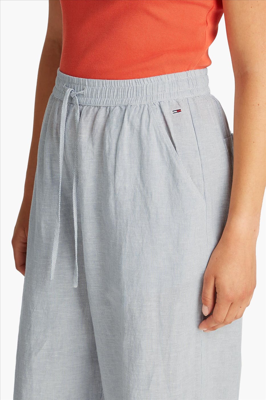 Tommy Jeans - Blauw-Witte Linen broek