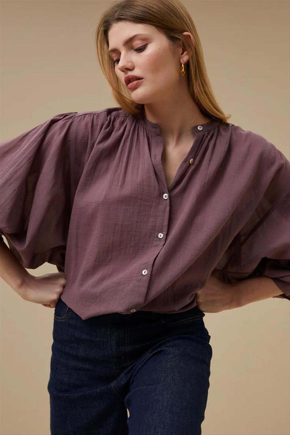 BY BAR - Paarse Lucy blouse