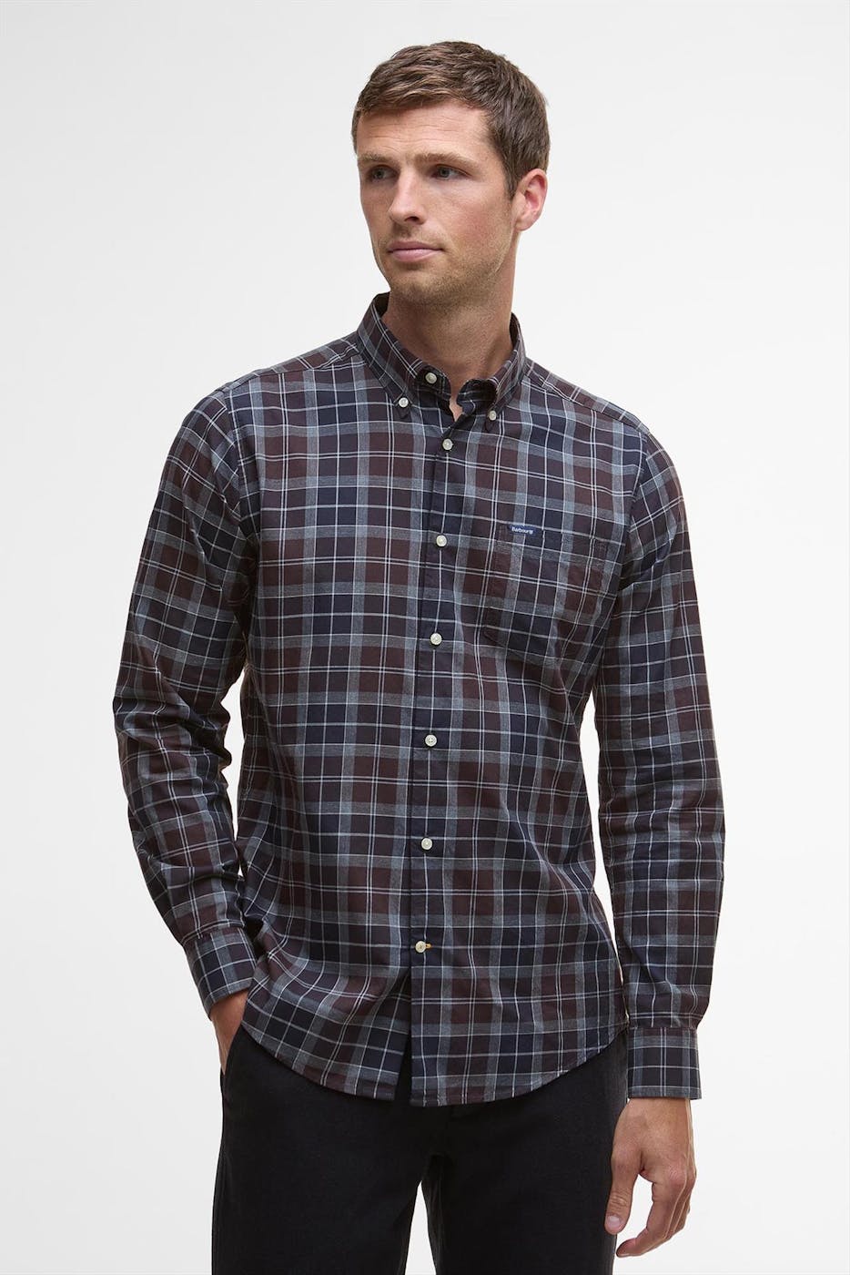 Barbour - Donkerblauw-Donkergrijs Wetheram hemd