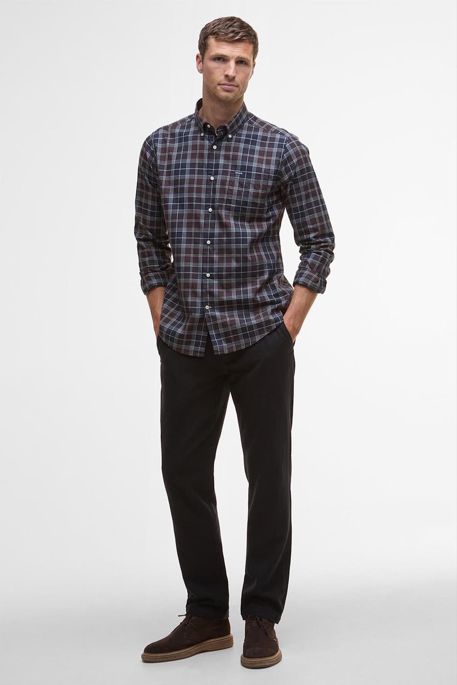 Barbour - Donkerblauw-Donkergrijs Wetheram hemd
