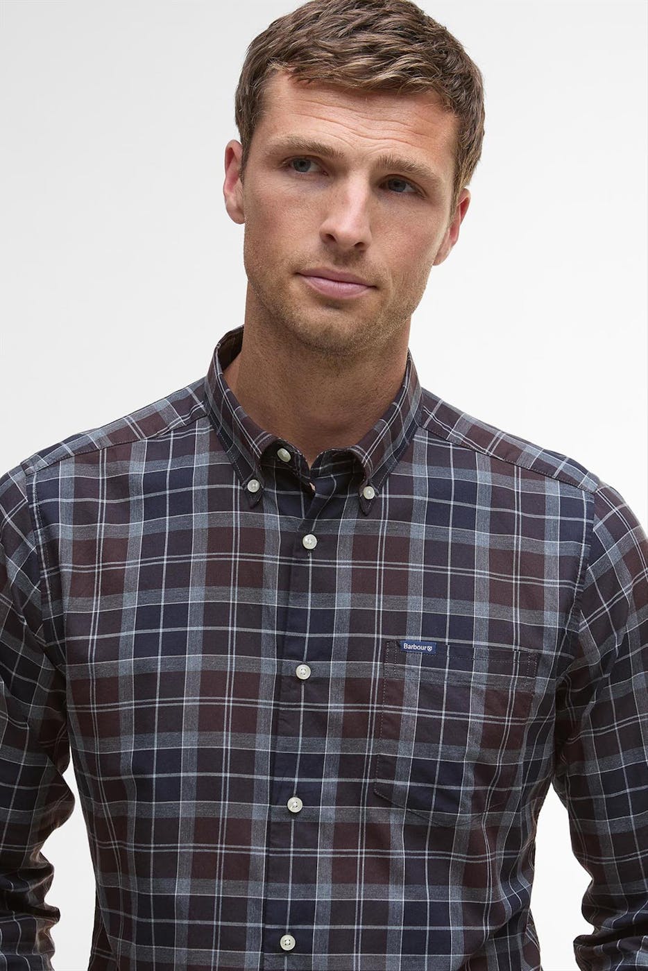Barbour - Donkerblauw-Donkergrijs Wetheram hemd
