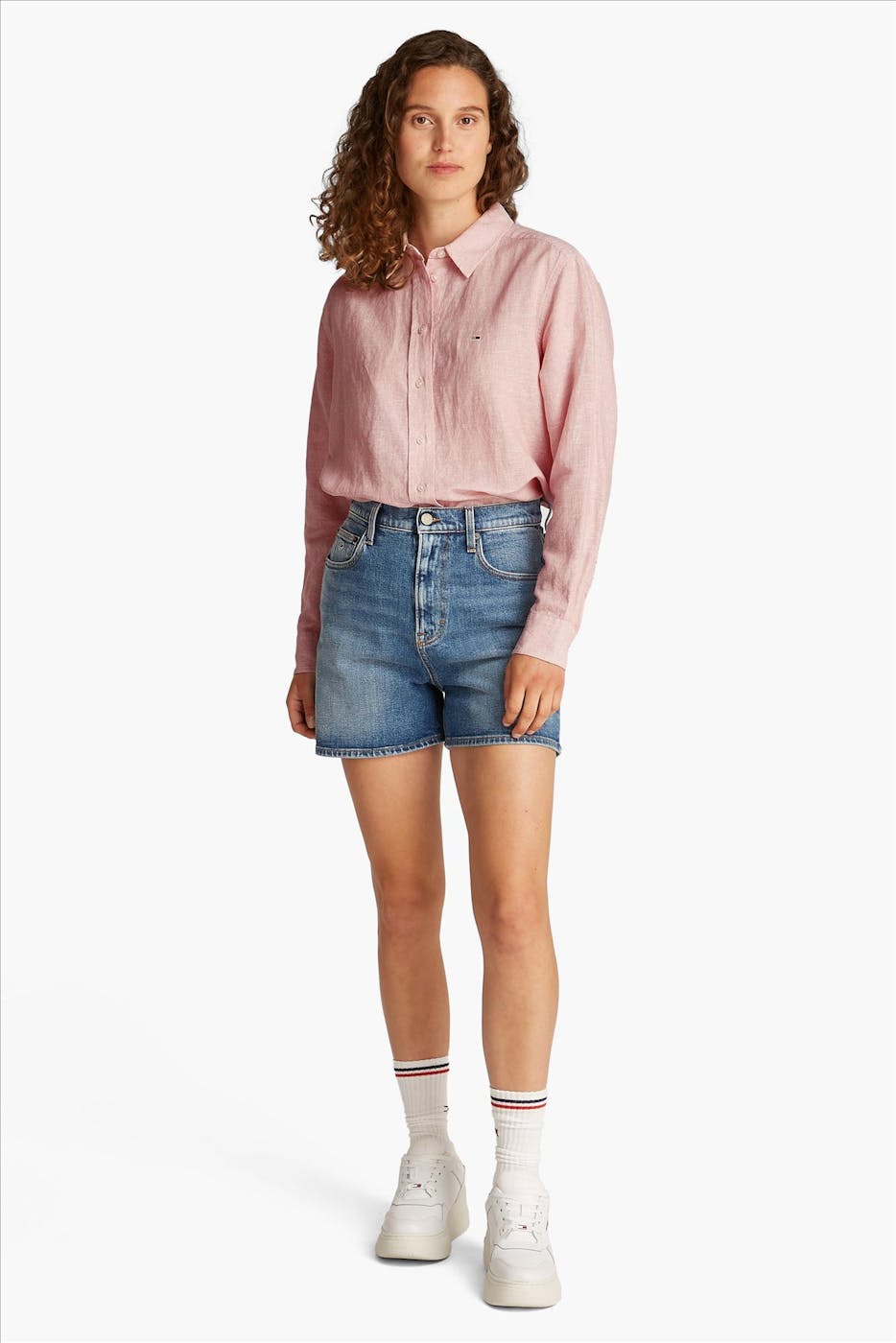 Tommy Jeans - Rood-Witte Relaxed Linen blouse