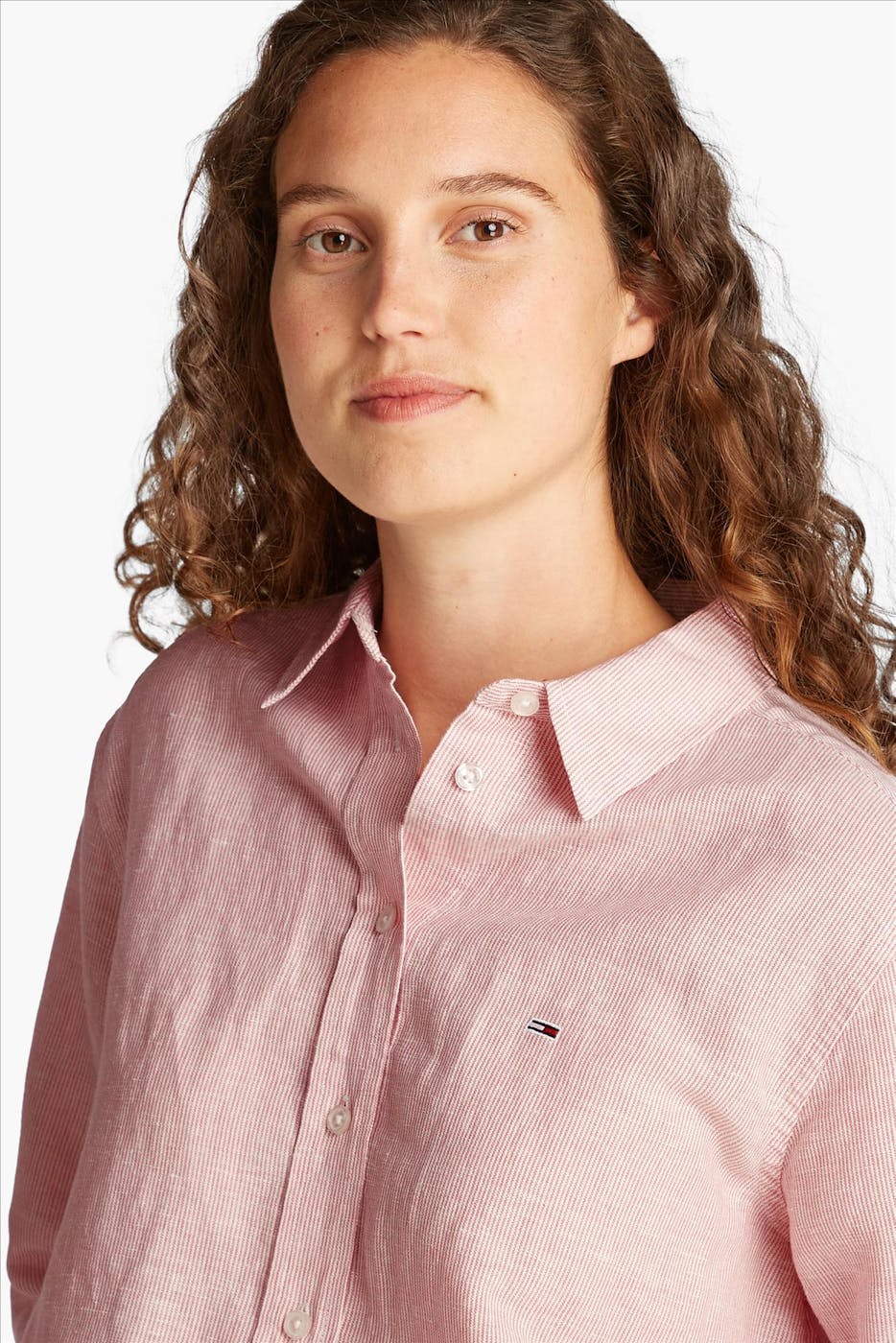 Tommy Jeans - Rood-Witte Relaxed Linen blouse