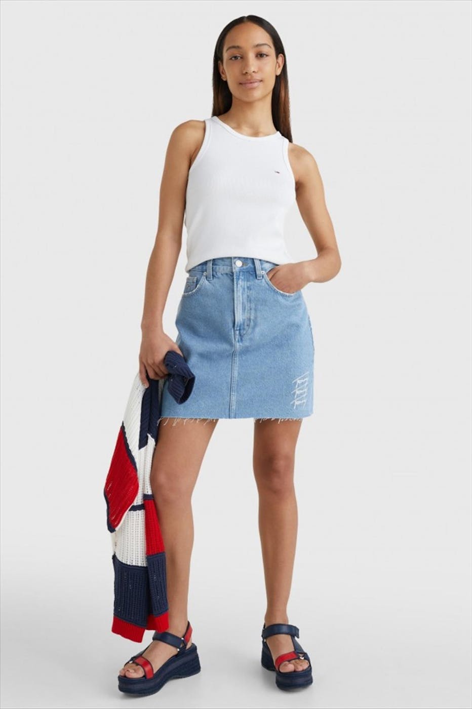 Tommy Jeans - Witte TJW Feminine rib tank top