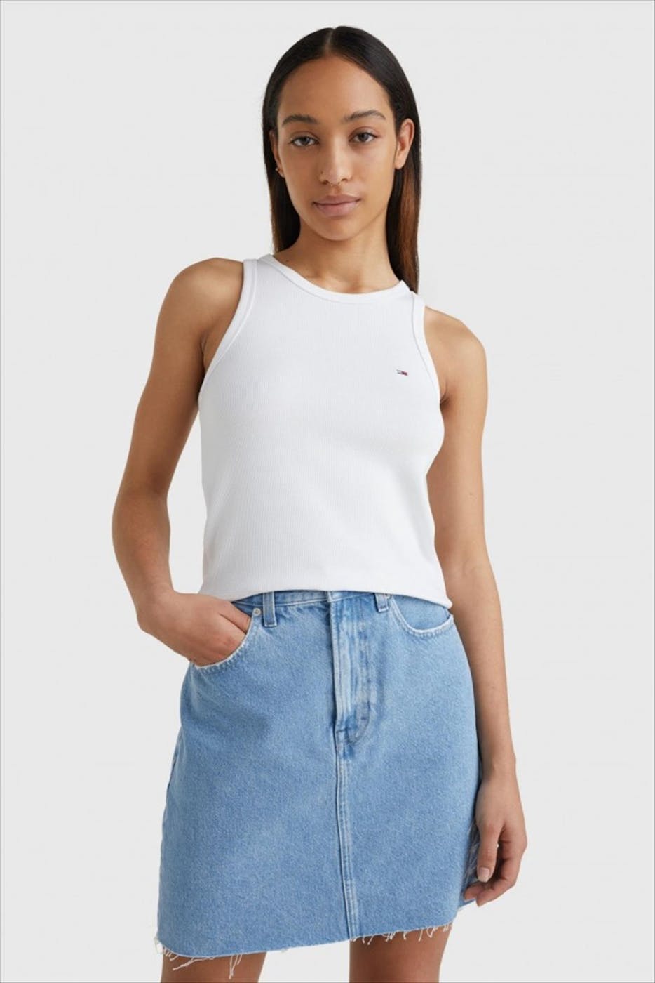 Tommy Jeans - Witte TJW Feminine rib tank top