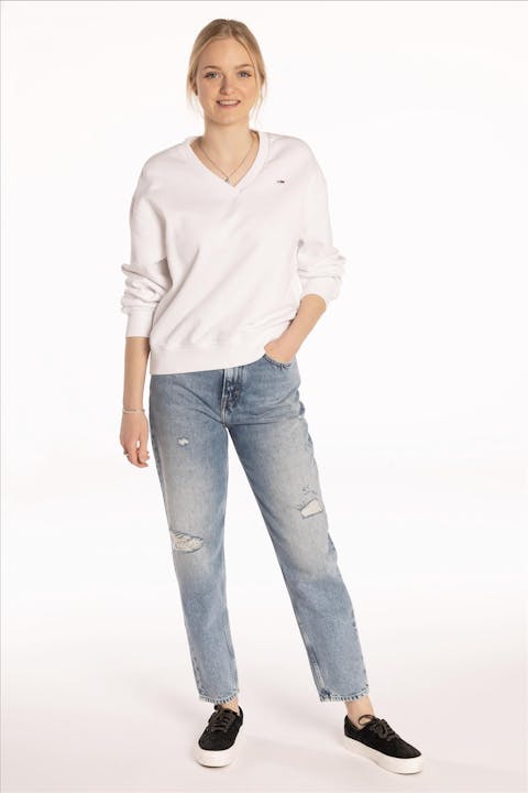 Tommy Jeans - Witte Feminine V-neck sweater
