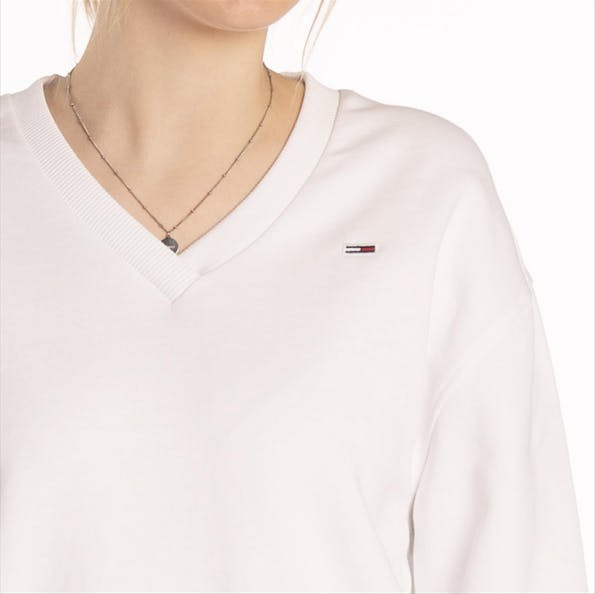 Tommy Jeans - Witte Feminine V-neck sweater