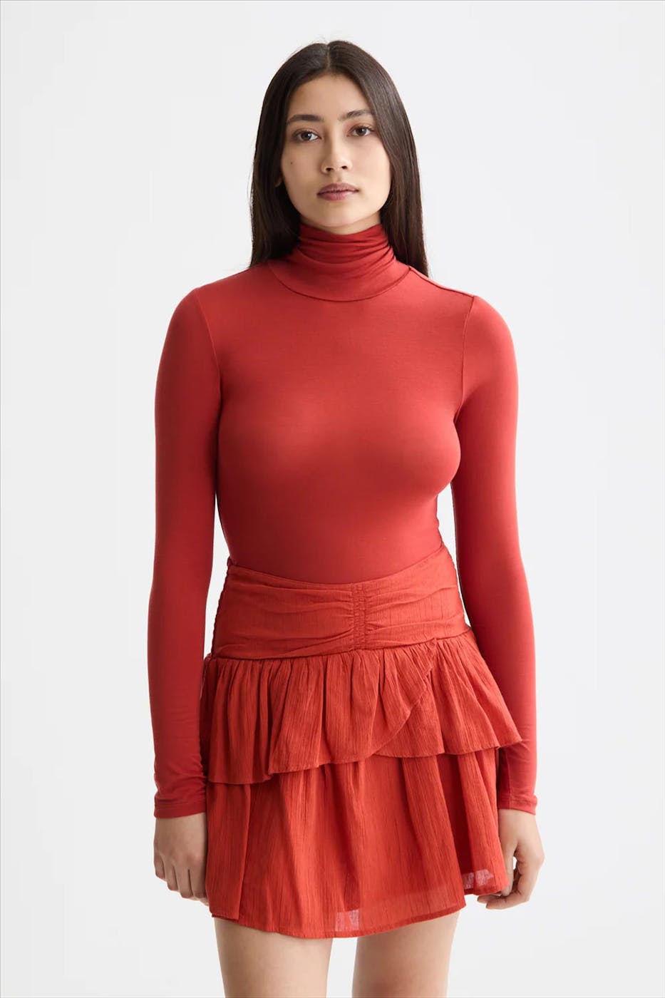 Scotch & Soda - Donkeroranje Roll Up longsleeve