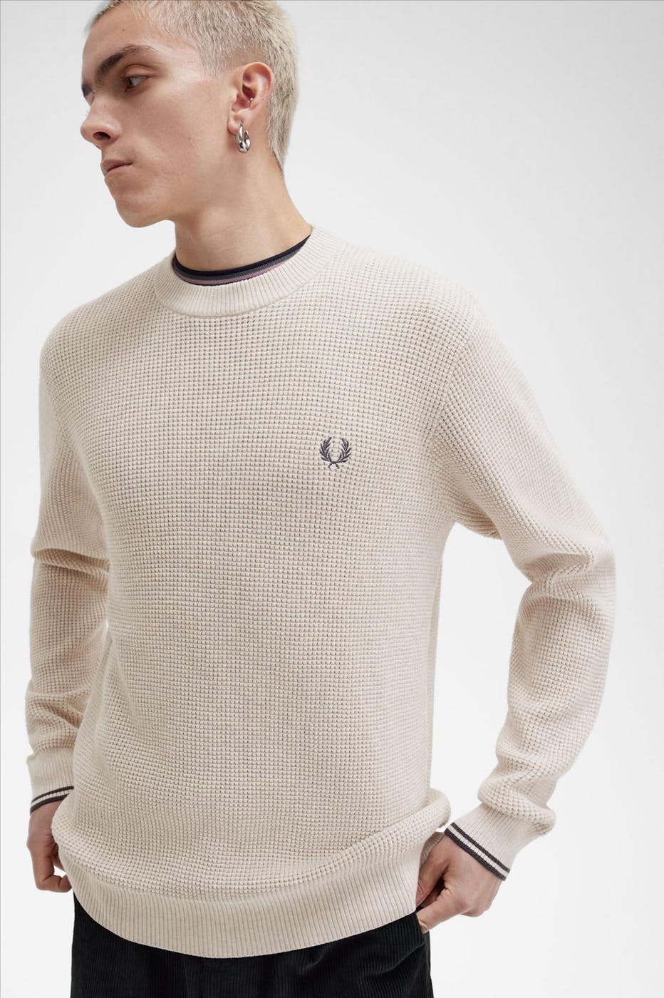 Fred Perry - Beige Waffle Stitch trui