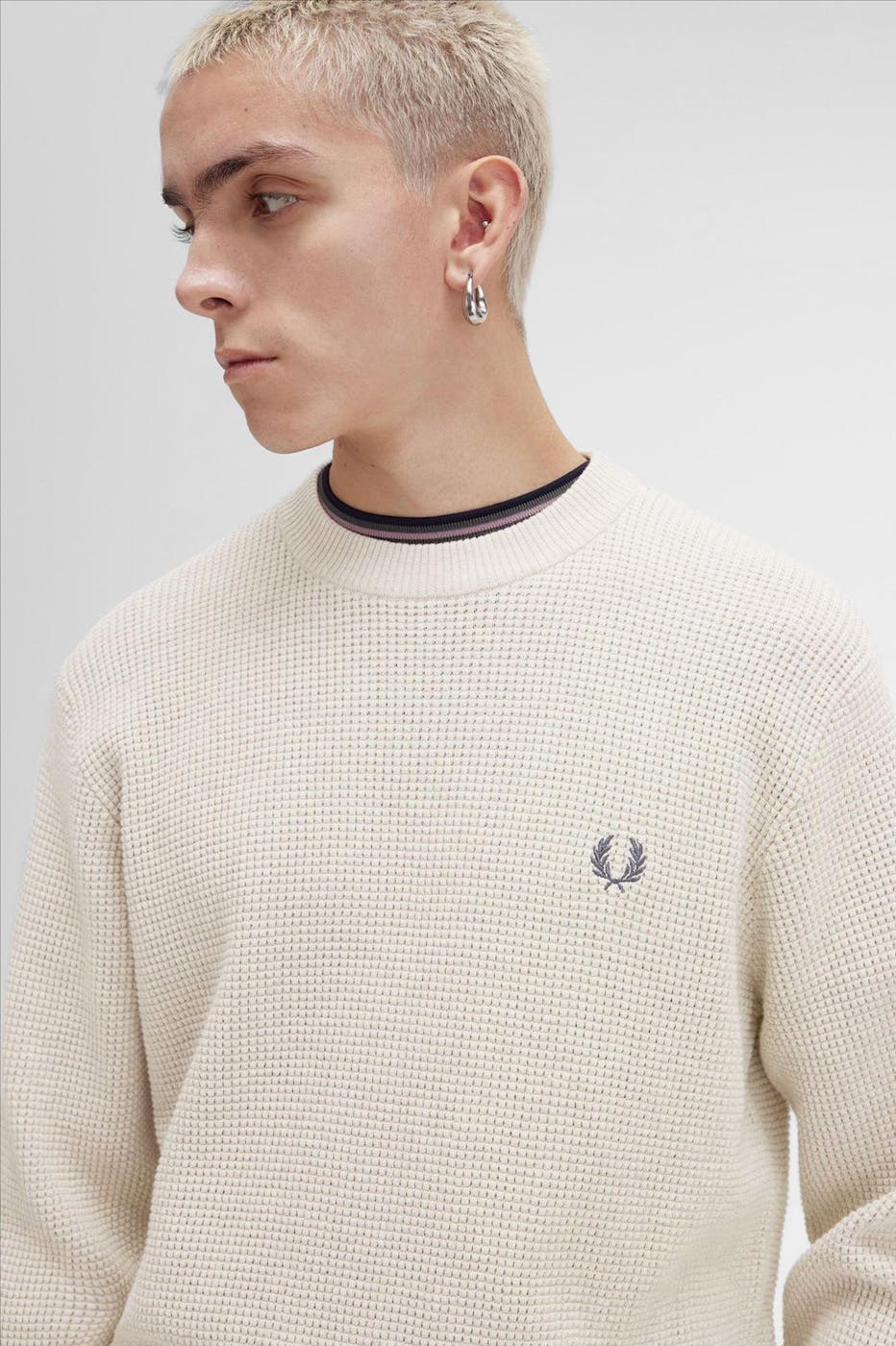 Fred Perry - Beige Waffle Stitch trui