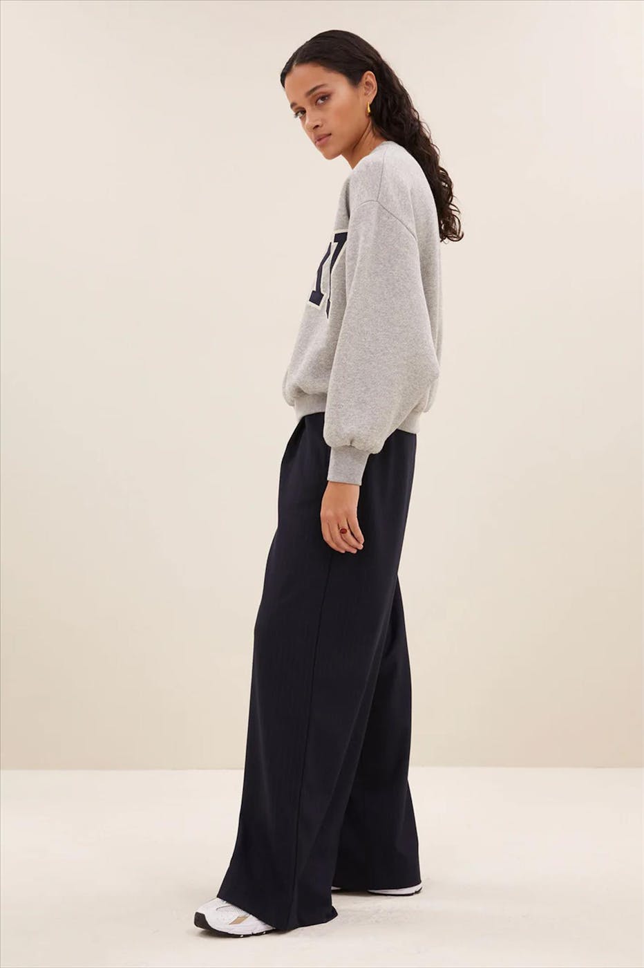 BY BAR - Grijze Bibi Patchwork sweater