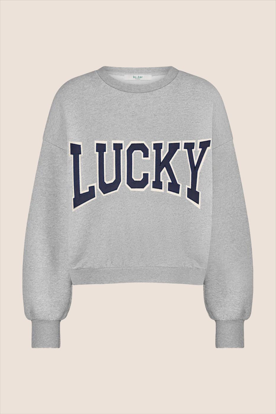 BY BAR - Grijze Bibi Patchwork sweater