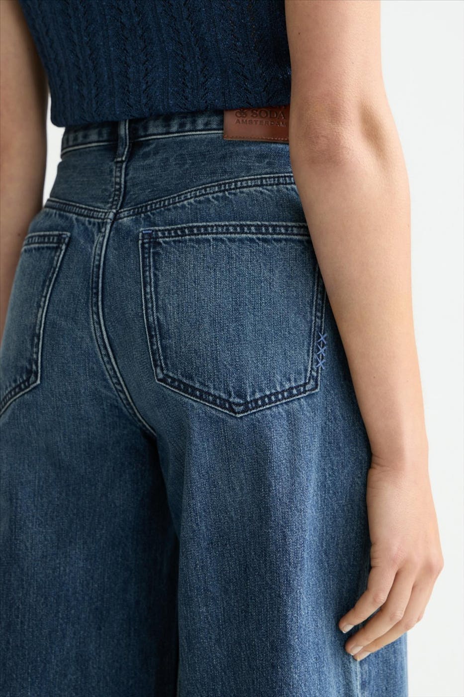 Scotch & Soda - Donkerblauwe The Wave wide jeans