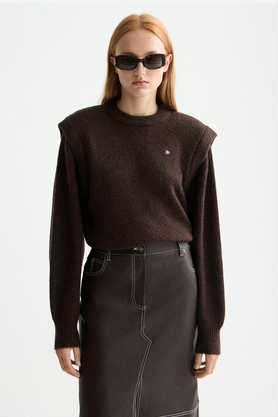 Scotch & Soda - Donkerbruine Shoulder Detail trui