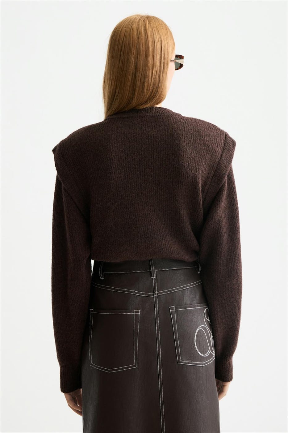 Scotch & Soda - Donkerbruine Shoulder Detail trui
