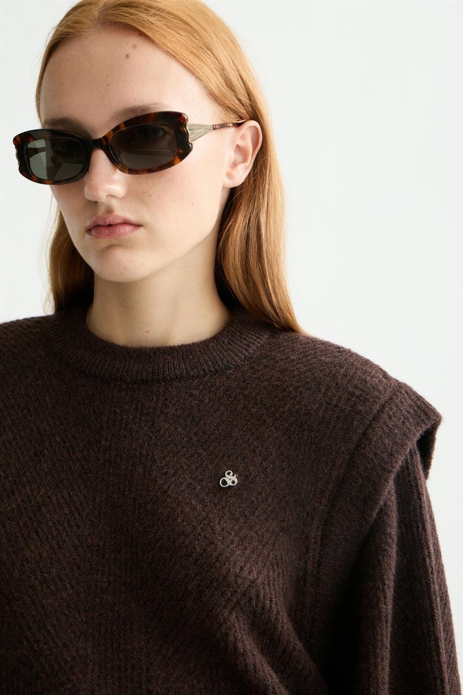 Scotch & Soda - Donkerbruine Shoulder Detail trui