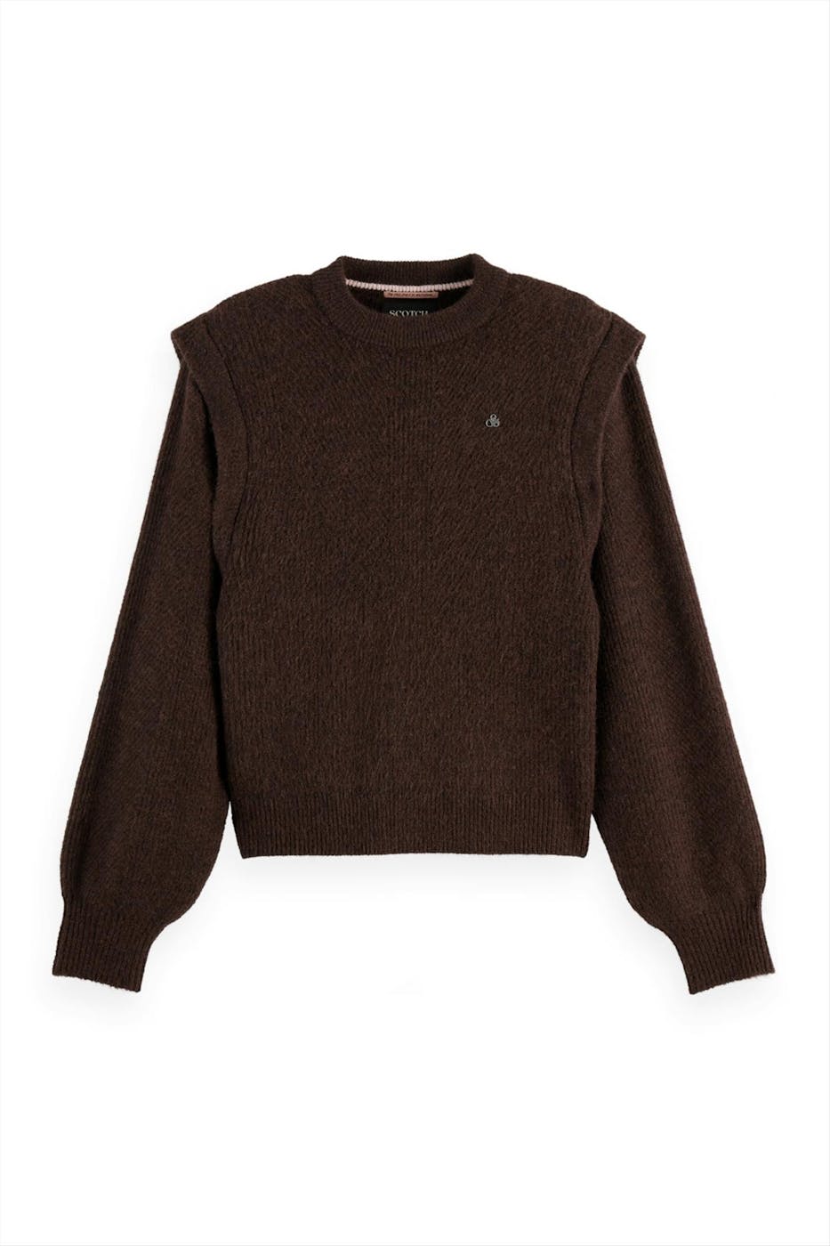 Scotch & Soda - Donkerbruine Shoulder Detail trui