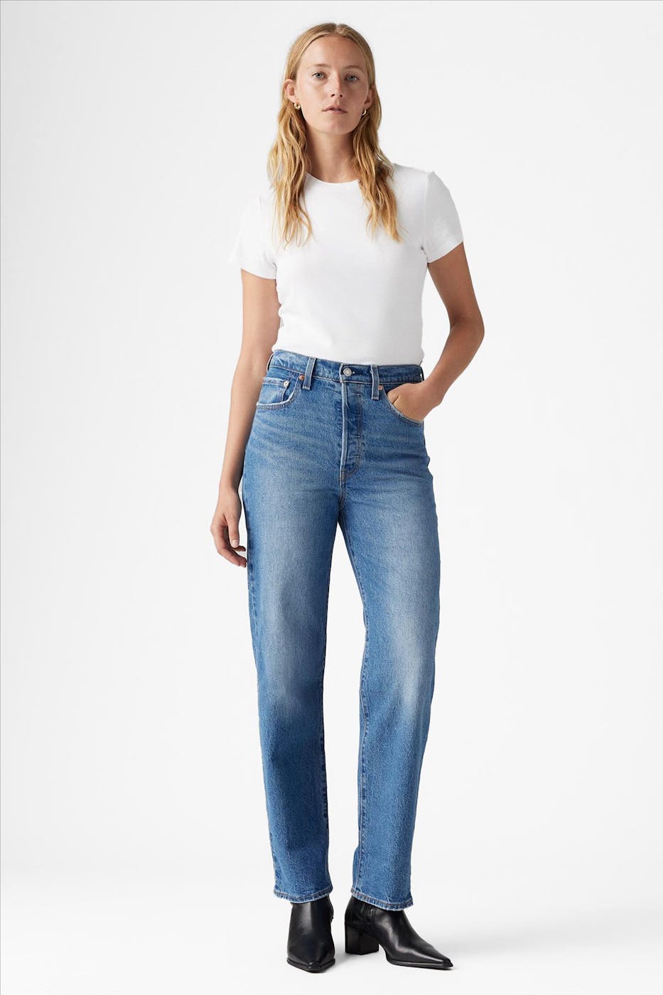 Levi's - Blauwe Ribcage straight ankle jeans
