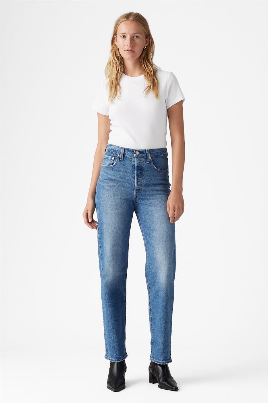 Levi's - Blauwe Ribcage straight ankle jeans
