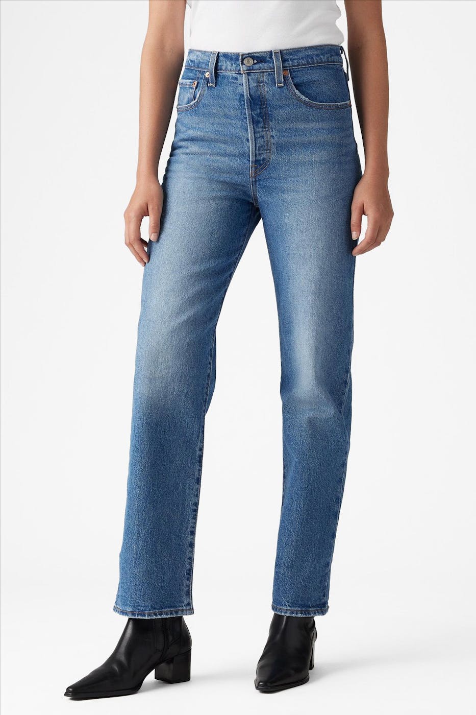 Levi's - Blauwe Ribcage straight ankle jeans