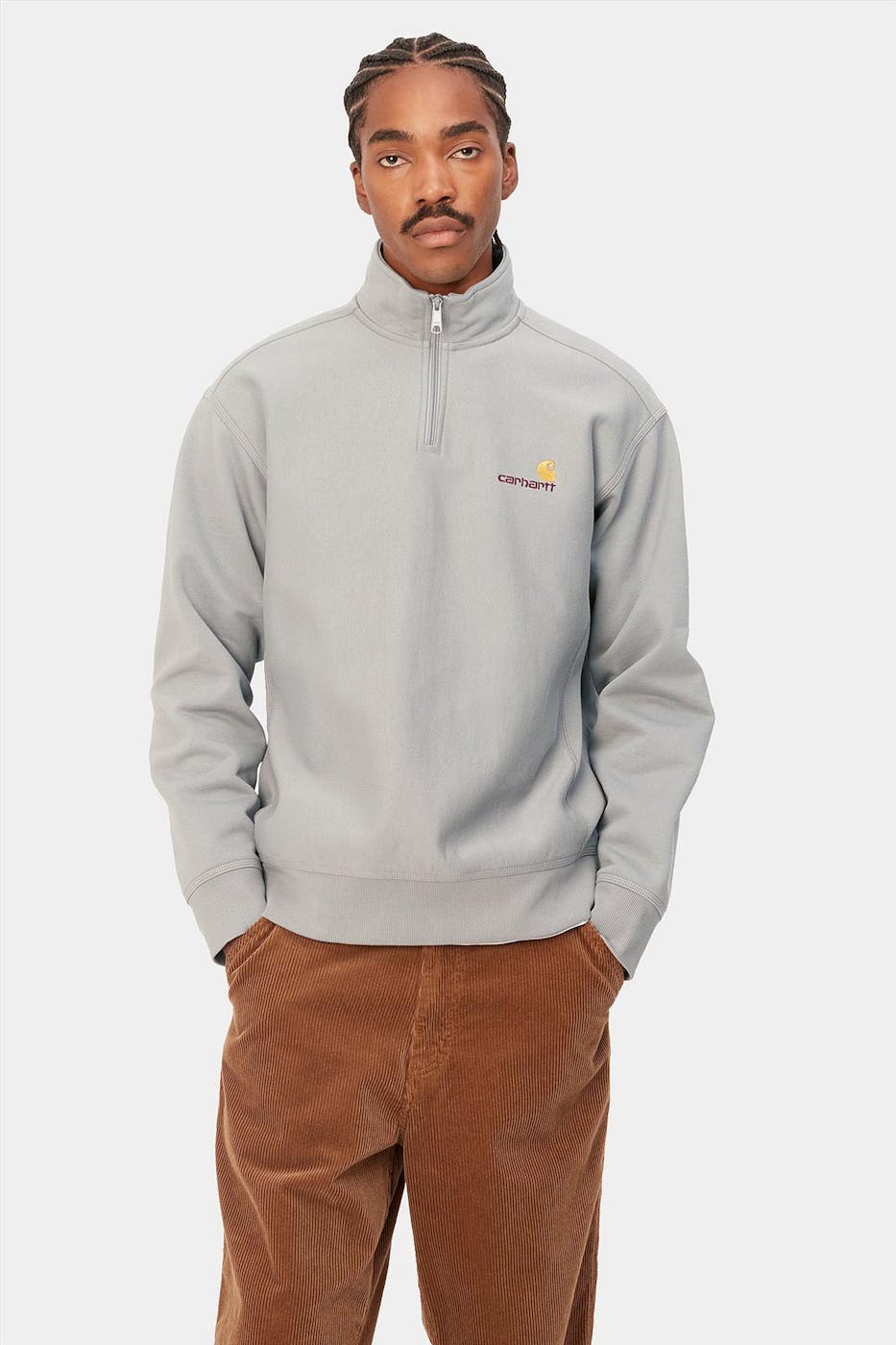 Carhartt WIP - Lichtgrijze Half Zip sweater