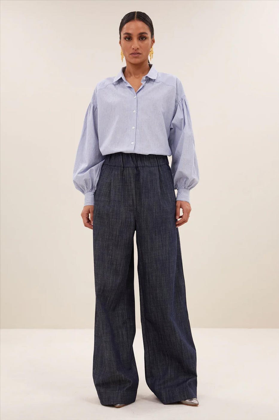 BY BAR - Donkerblauwe Benji Twill broek