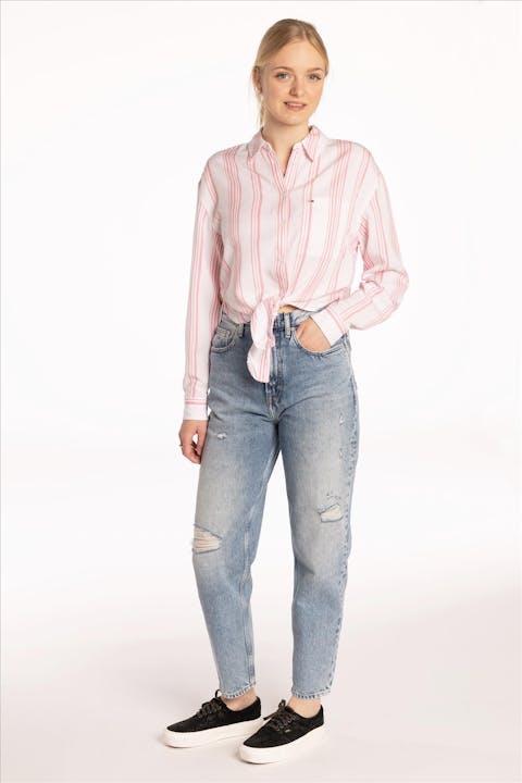 Tommy Jeans - Wit-rozeTJW Front Tie Stripe blouse