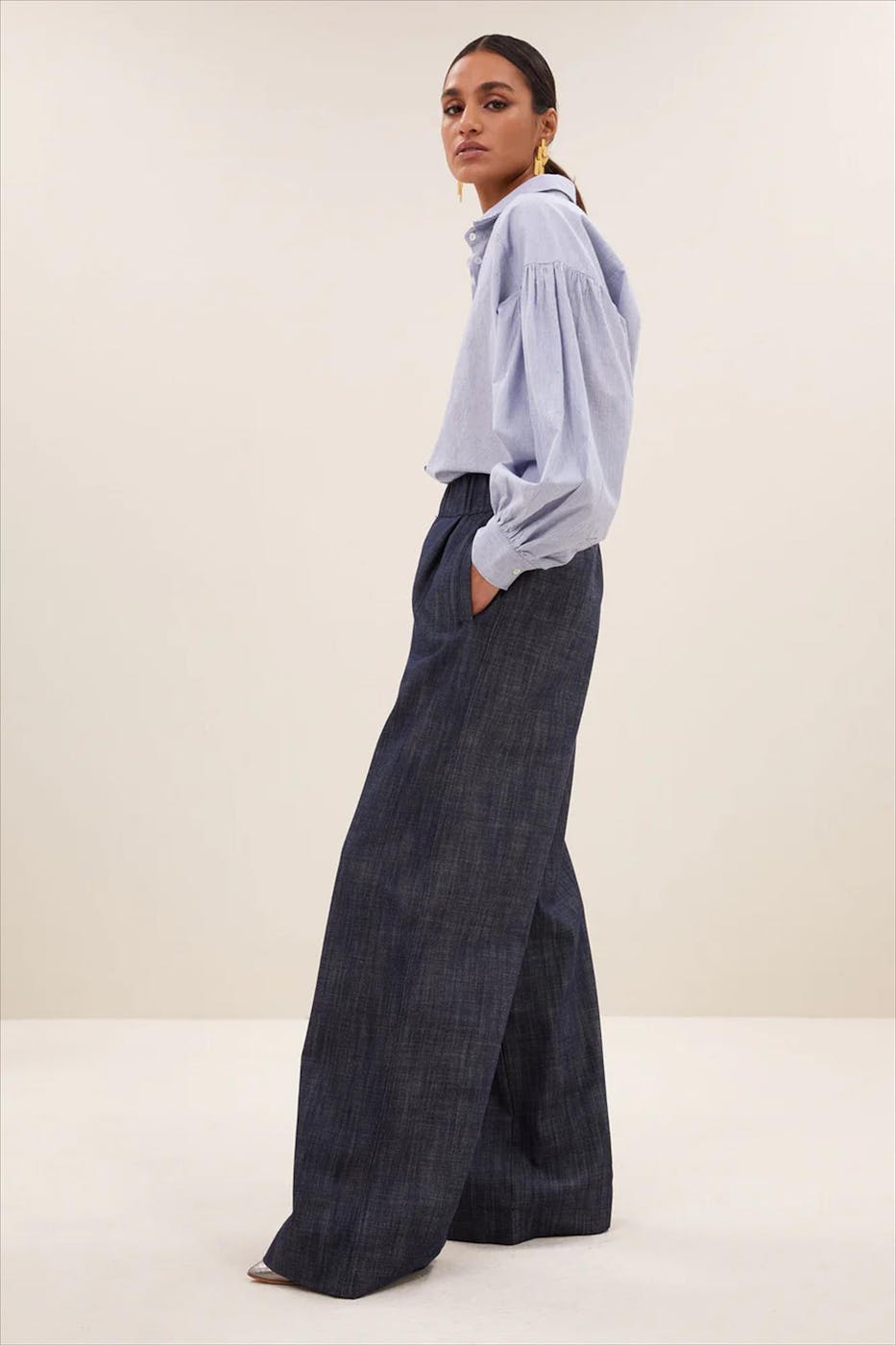 BY BAR - Donkerblauwe Benji Twill broek