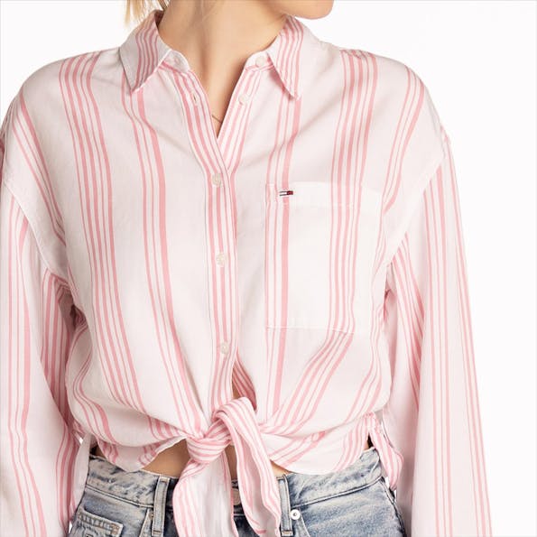 Tommy Jeans - Wit-rozeTJW Front Tie Stripe blouse