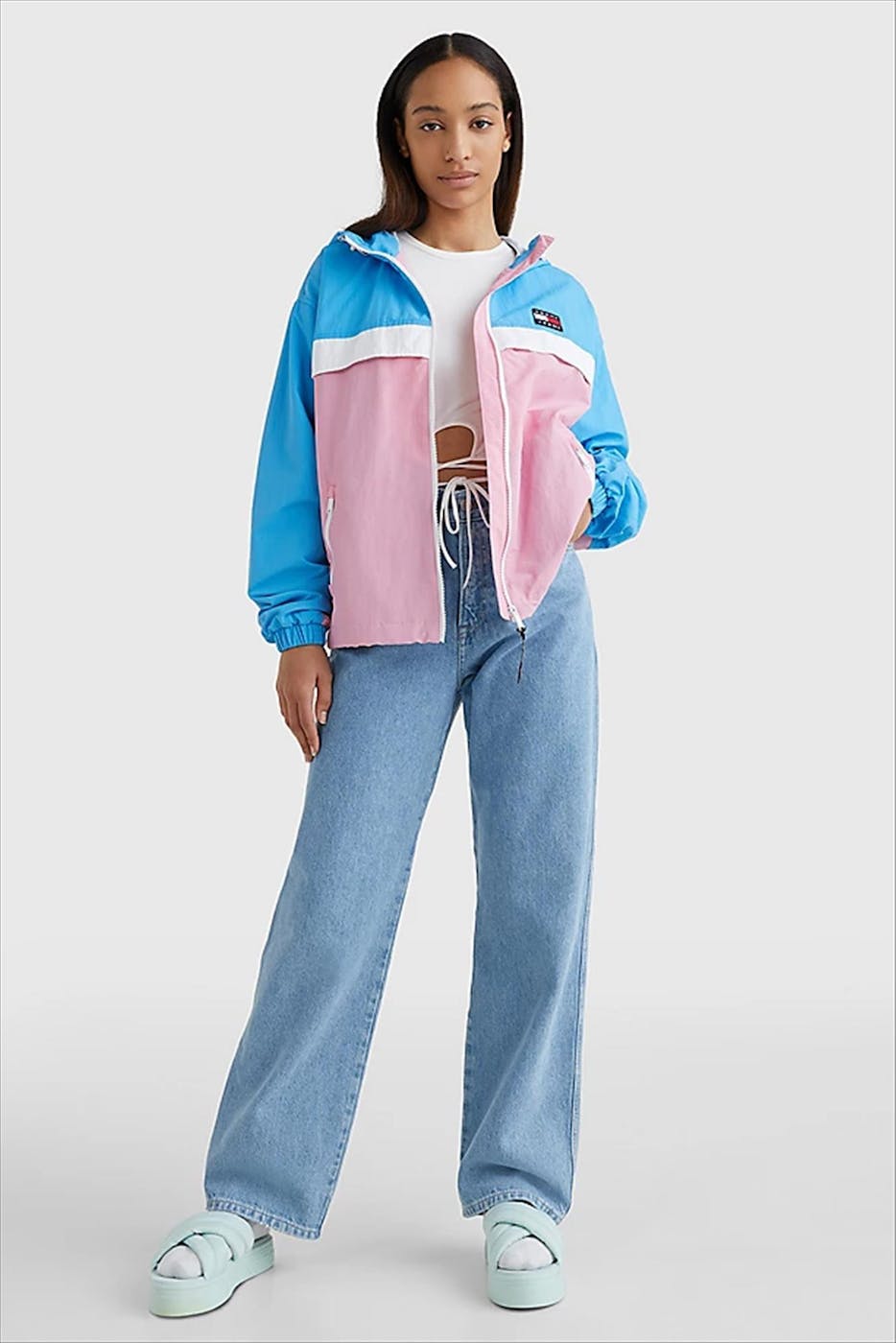 Tommy Jeans - Blauw-roze TJW Chicago Colorblock jas