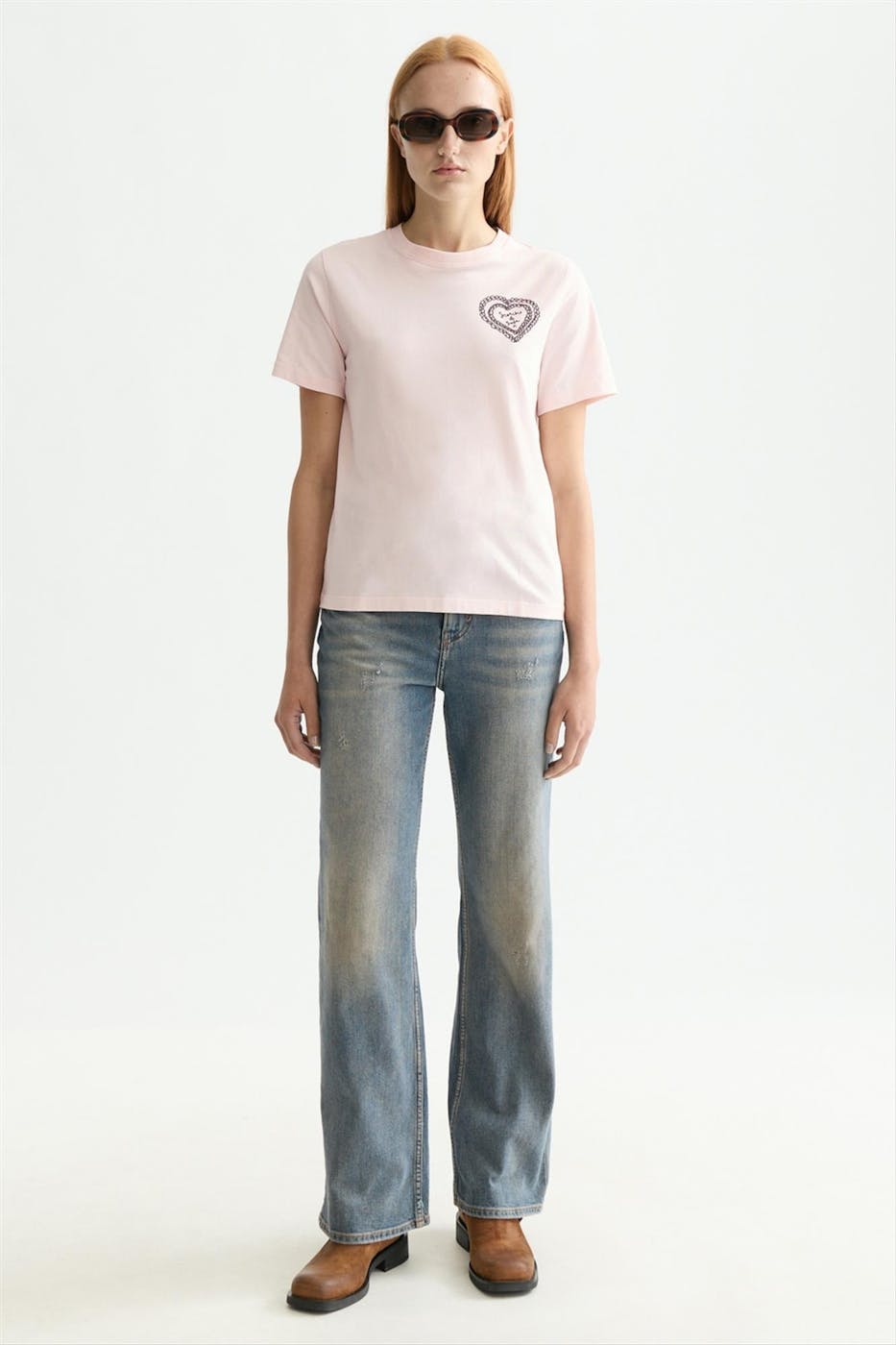 Scotch & Soda - Lichtroze Heart T-shirt