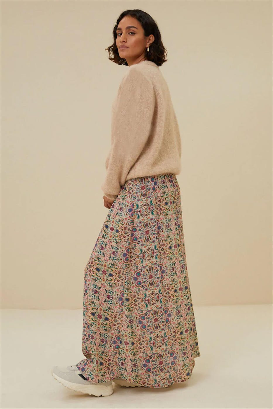 BY BAR - Beige-multicolour Lien Calle rok