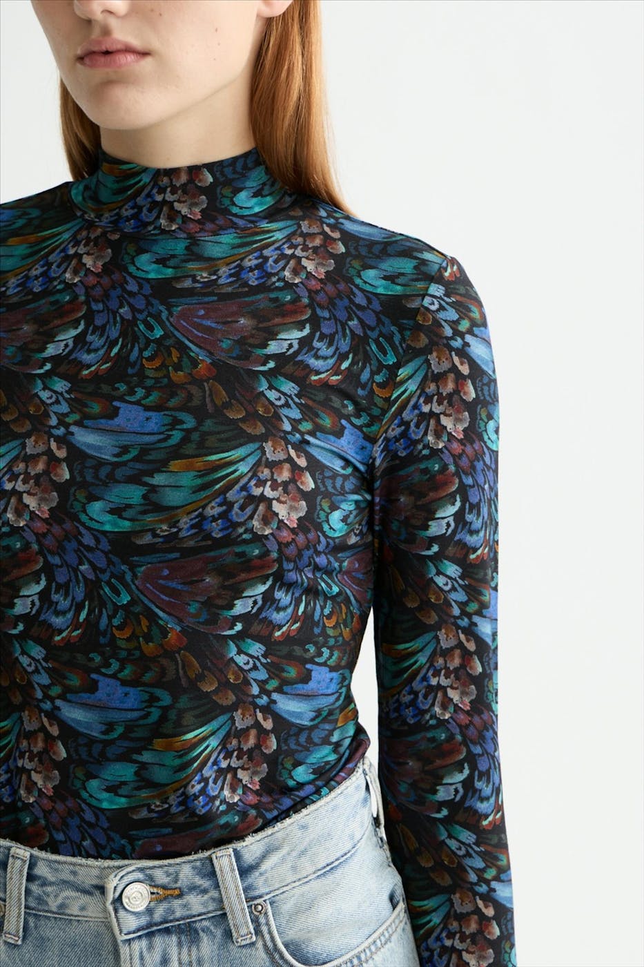 Scotch & Soda - Zwarte-Multicolor Printed Mock longsleeve