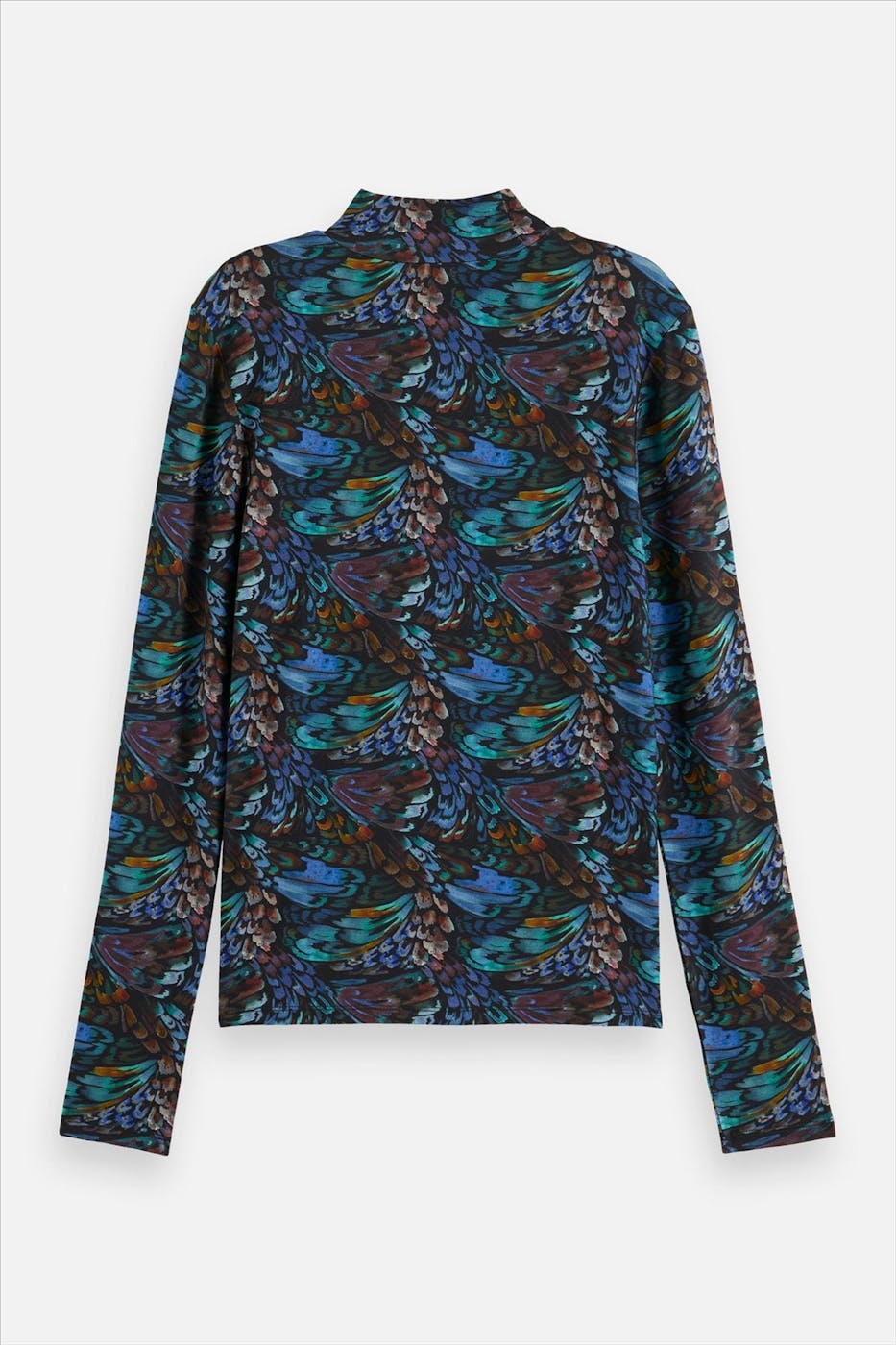 Scotch & Soda - Zwarte-Multicolor Printed Mock longsleeve
