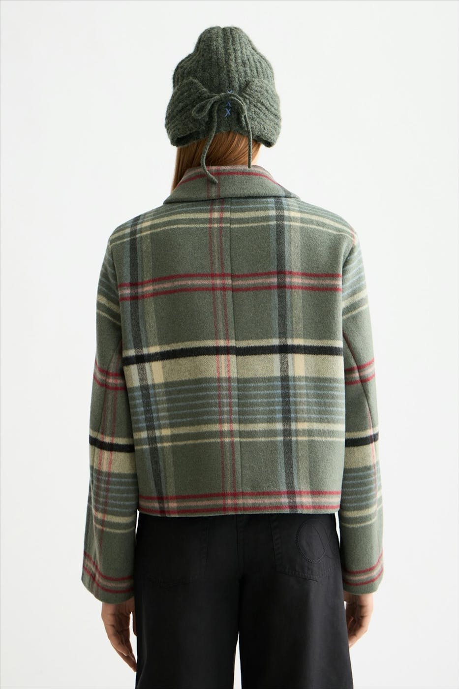 Scotch & Soda - Olijfgroene Boxy Check mantel