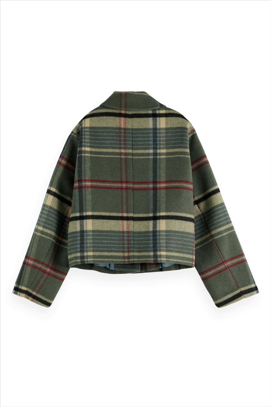Scotch & Soda - Olijfgroene Boxy Check mantel